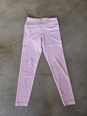 Womens Light Pink Leopard-Accent High-Rise Leggings